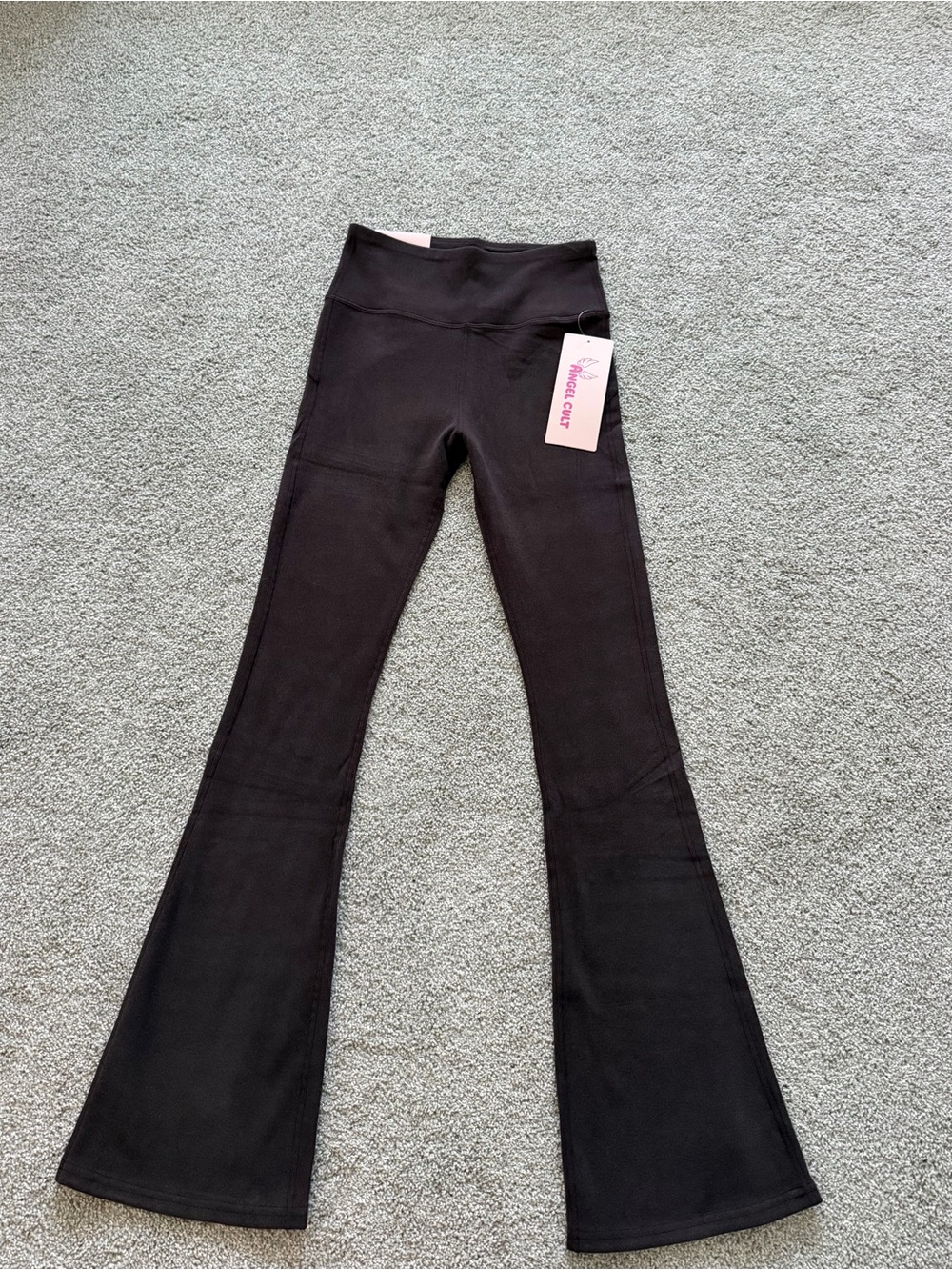 Black Wide-Leg Flared Leggings —